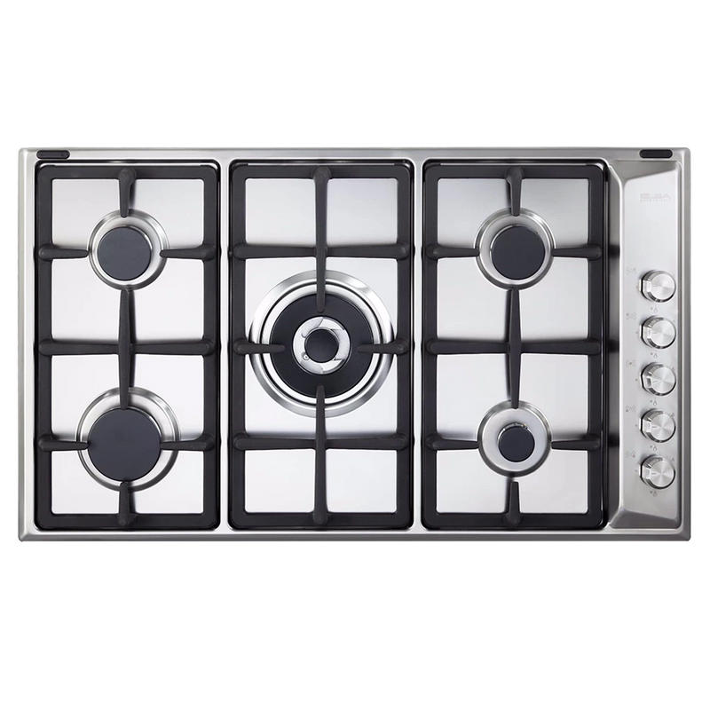 Elba - Gas Hob Built-in 5 Burners 90cm Stainless steel Cast Iron