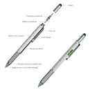 MyBat 6 in 1 Multi-function Stylus Pen (with Ballpoint Pen & Two End Screwdrivers & Level Scale) - Silver