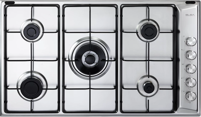 Elba - Gas Hob Built-in 5 Burners 90cm Stainless steel Enameled Pan Support