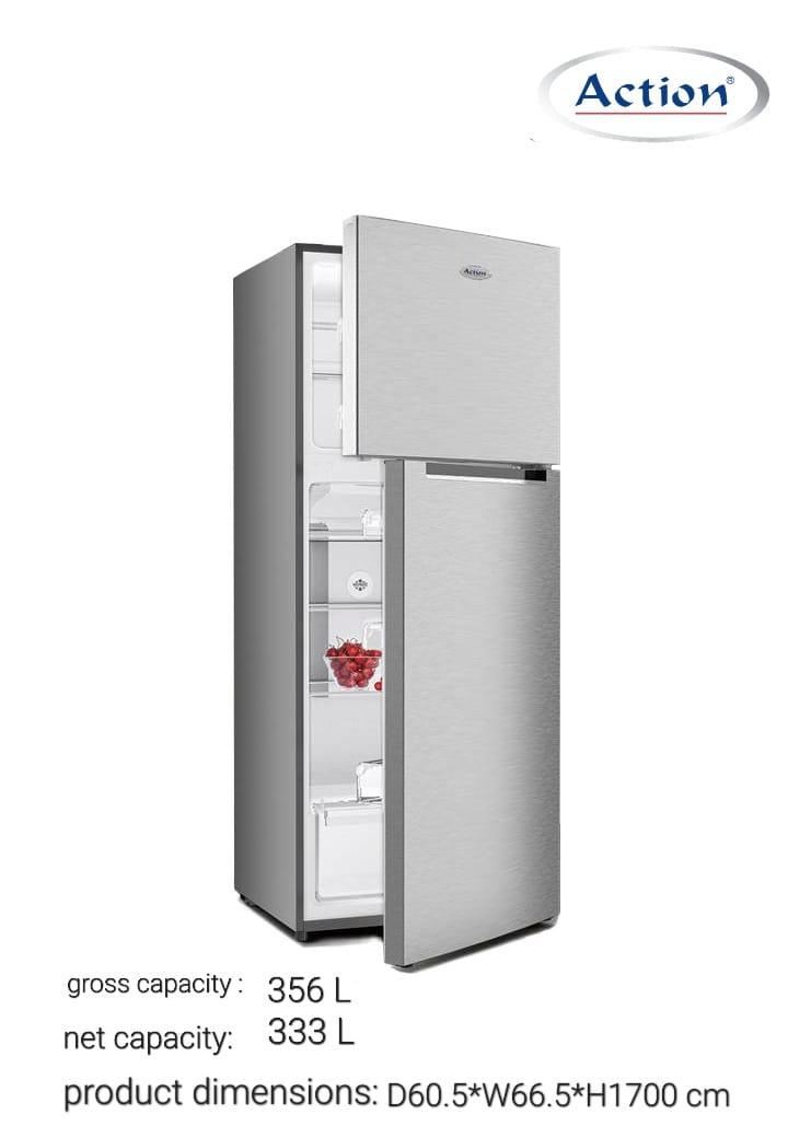 Action - 2 Door Refrigerator 344L - Inox