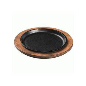 Lodge - Cast Iron Round Fajita Platter with wood Base (β)