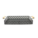 Table Craft - Serving Tray with Wood Handles Dia 36x24cm Metallic Black (β)