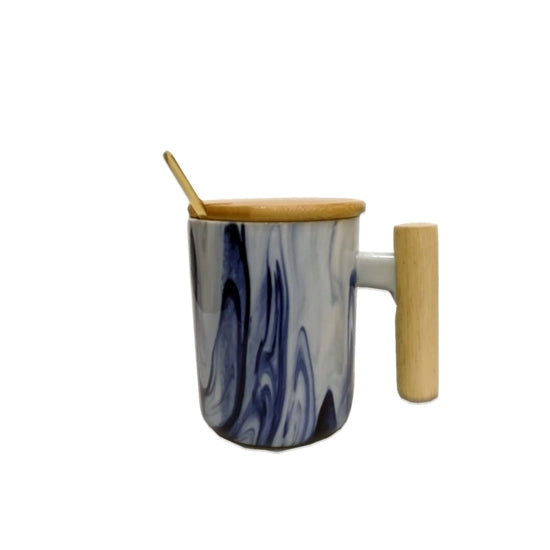 TXON - Ceramic Mug with Wooden Handle - 13 x 8 Cm